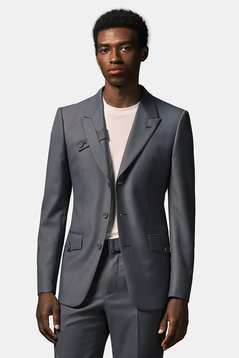 Gray Wool‑Polyester Fused Single‑Breasted Two‑Piece Suit