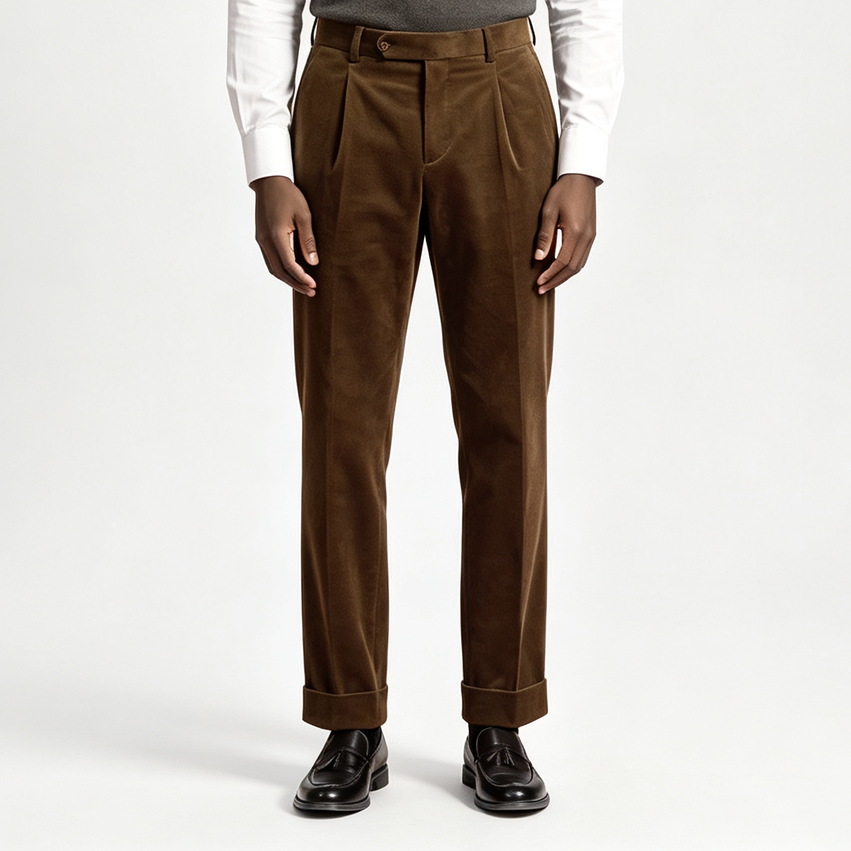 Tan Cotton‑Elastane Fused Single‑Breasted Two‑Piece Suit