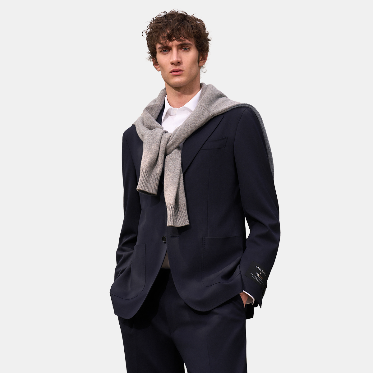 Navy Half‑Canvas Single‑Breasted Two‑Piece Suit
