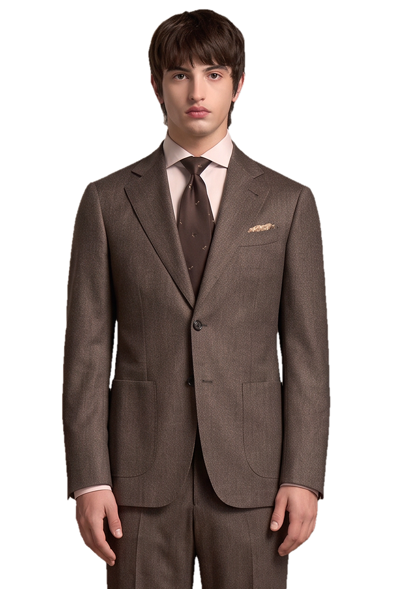 Gray Striped Stretch Wool‑Blend Single‑Breasted Two‑Piece Suit