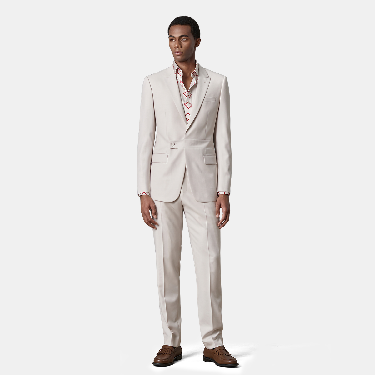 White Cool‑Series Wool‑Polyester Fused Wedding Two‑Piece Suit