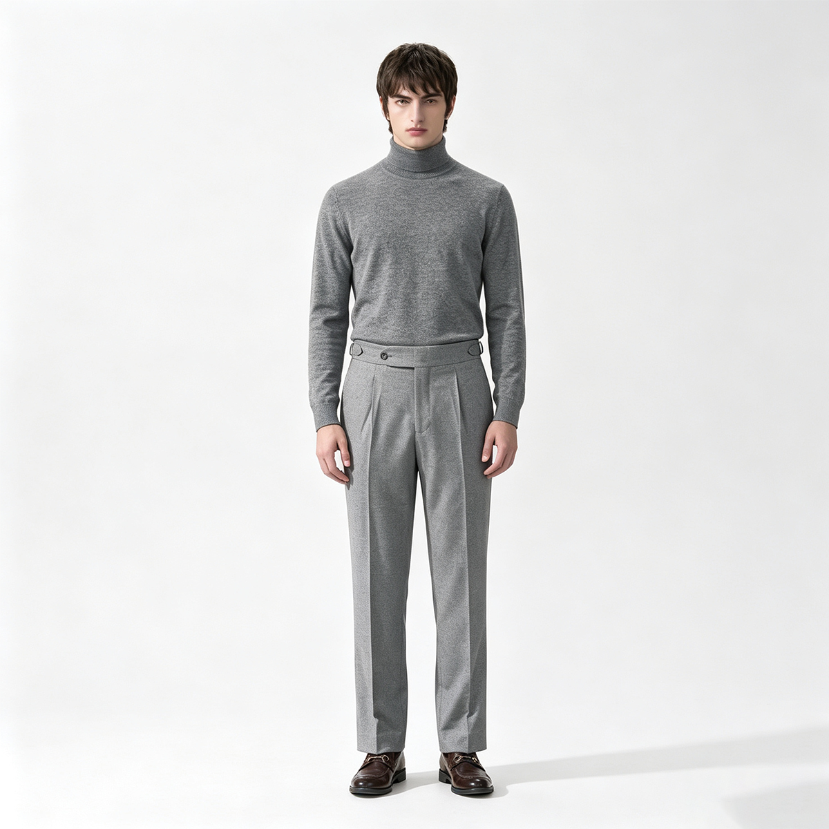 Gray Wool Half‑Canvas Double‑Breasted Two‑Piece Suit