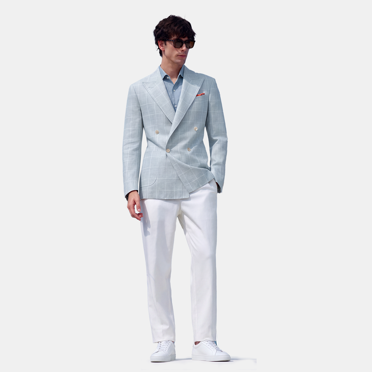 Mint Green Linen‑Wool Half‑Canvas Italian‑Commute Blazer