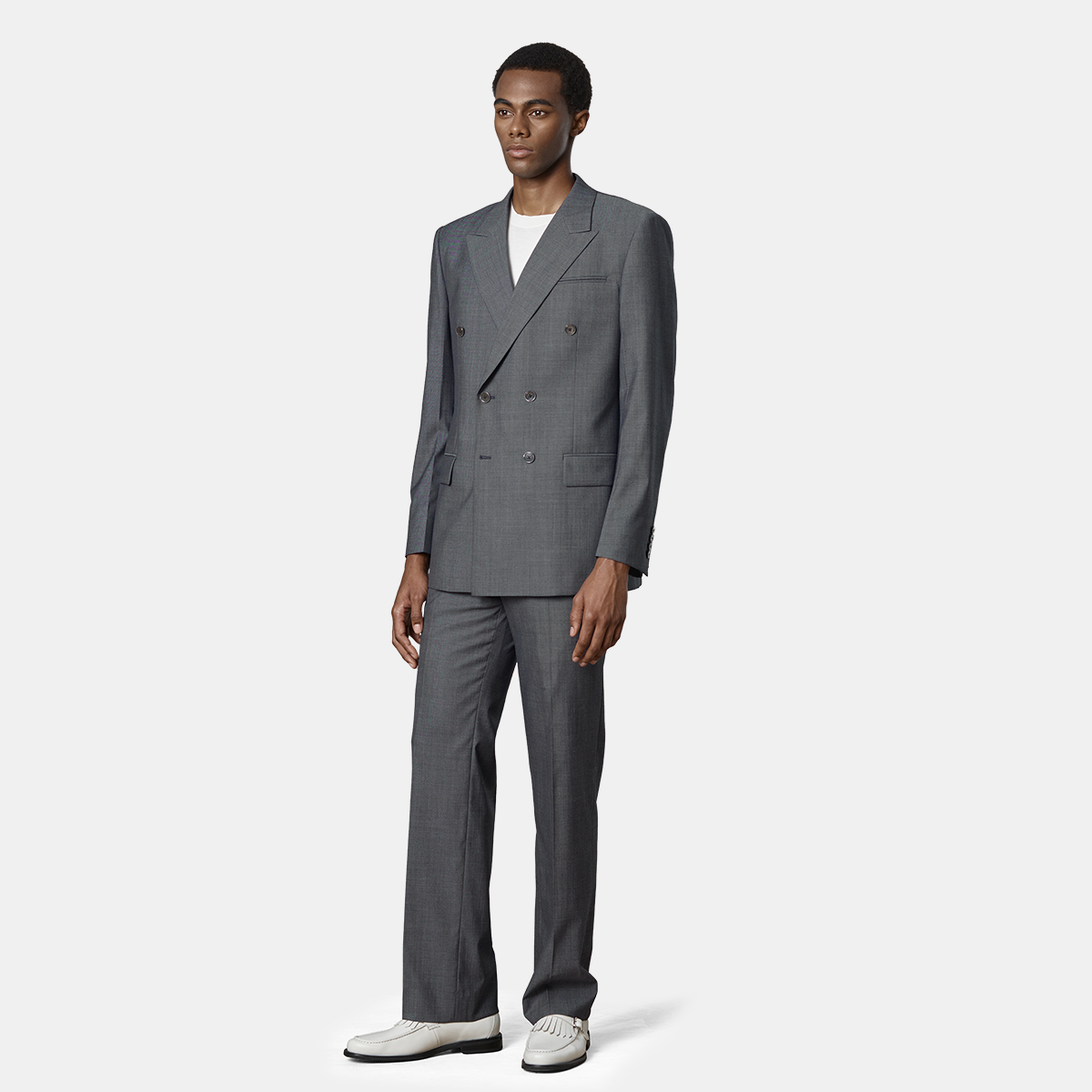 Grey Cool‑Series Silk‑Wool‑Blend Wedding Two‑Piece Suit