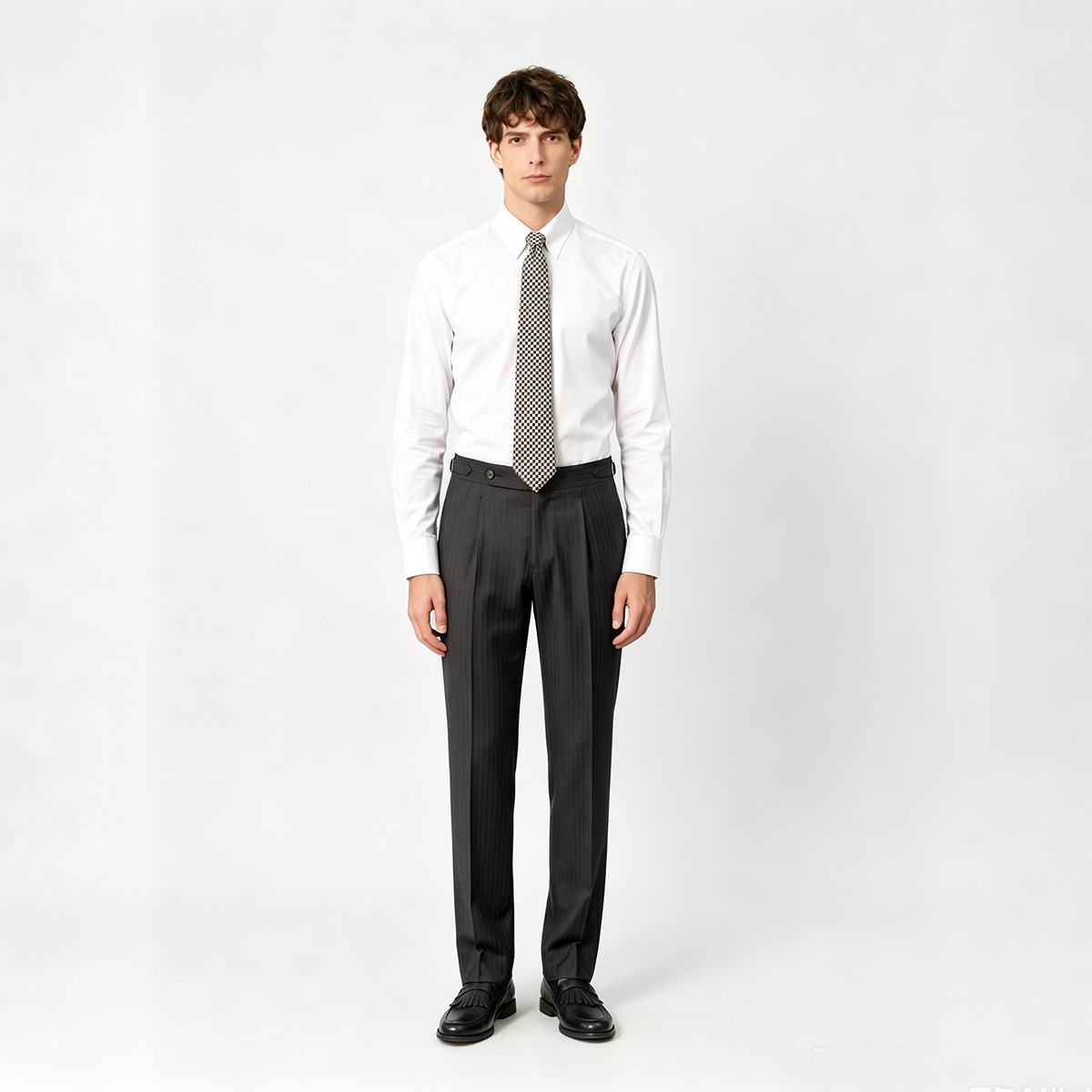 Black  Wrinkle Resistant Pure Wool Hidden Stripe Two‑Piece Suit