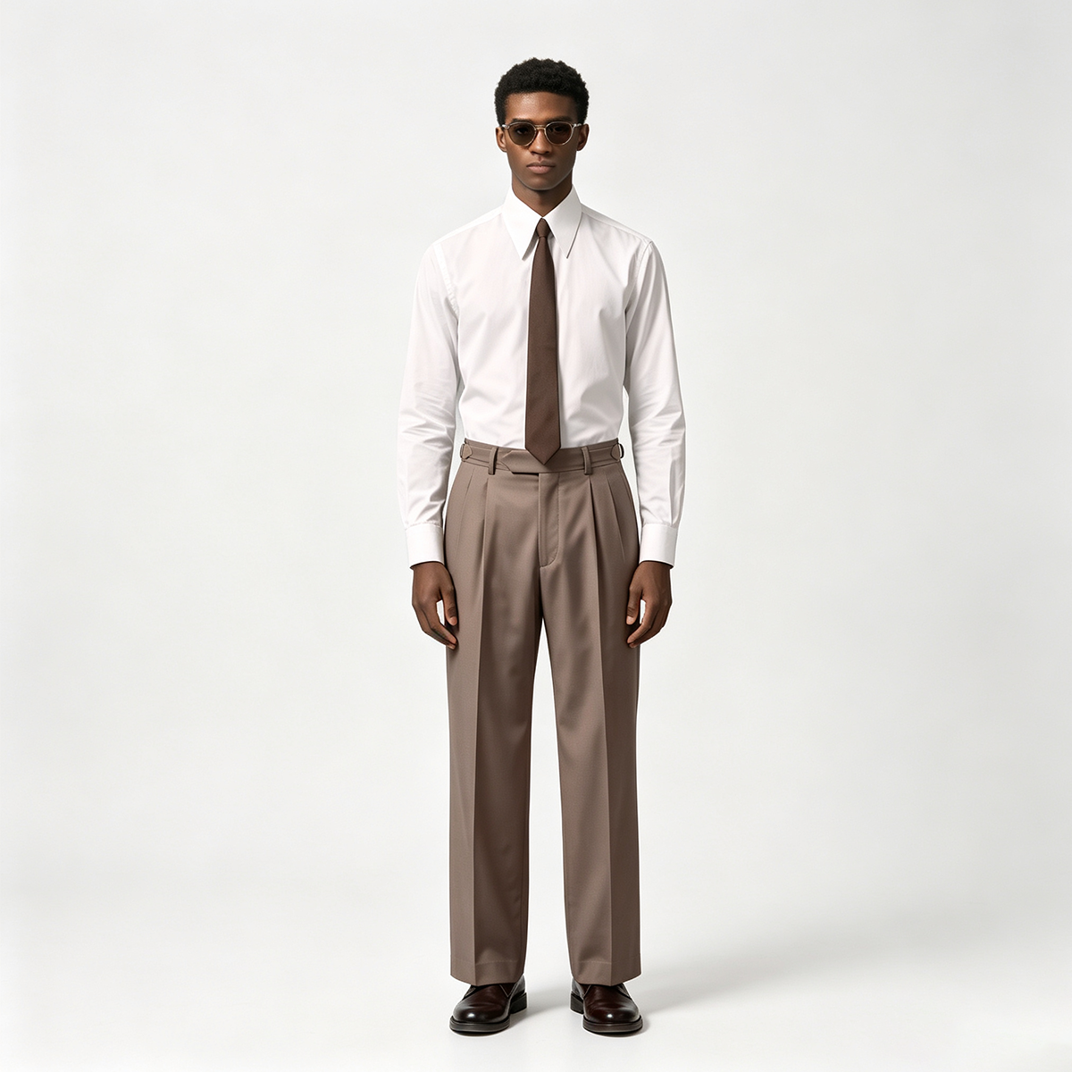 Gray Wool‑Polyester Half‑Canvas Double‑Breasted Two‑Piece Suit