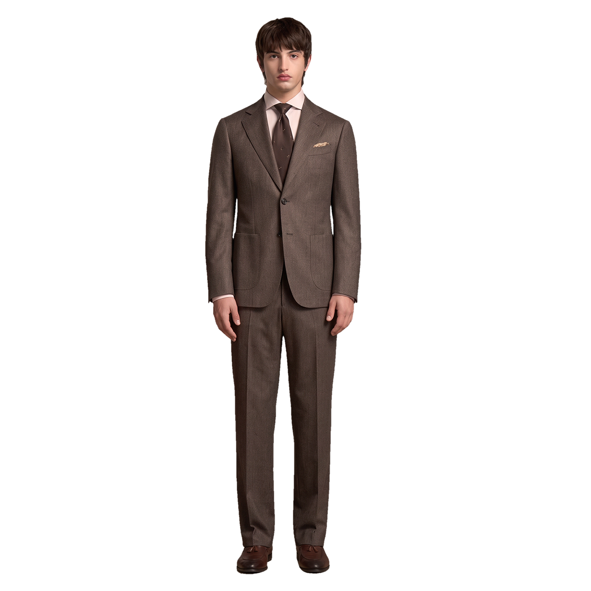 Gray Striped Stretch Wool‑Blend Single‑Breasted Two‑Piece Suit