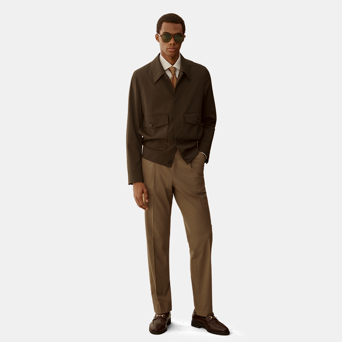 Green Polyester‑Blend Hidden‑Placket Blazer