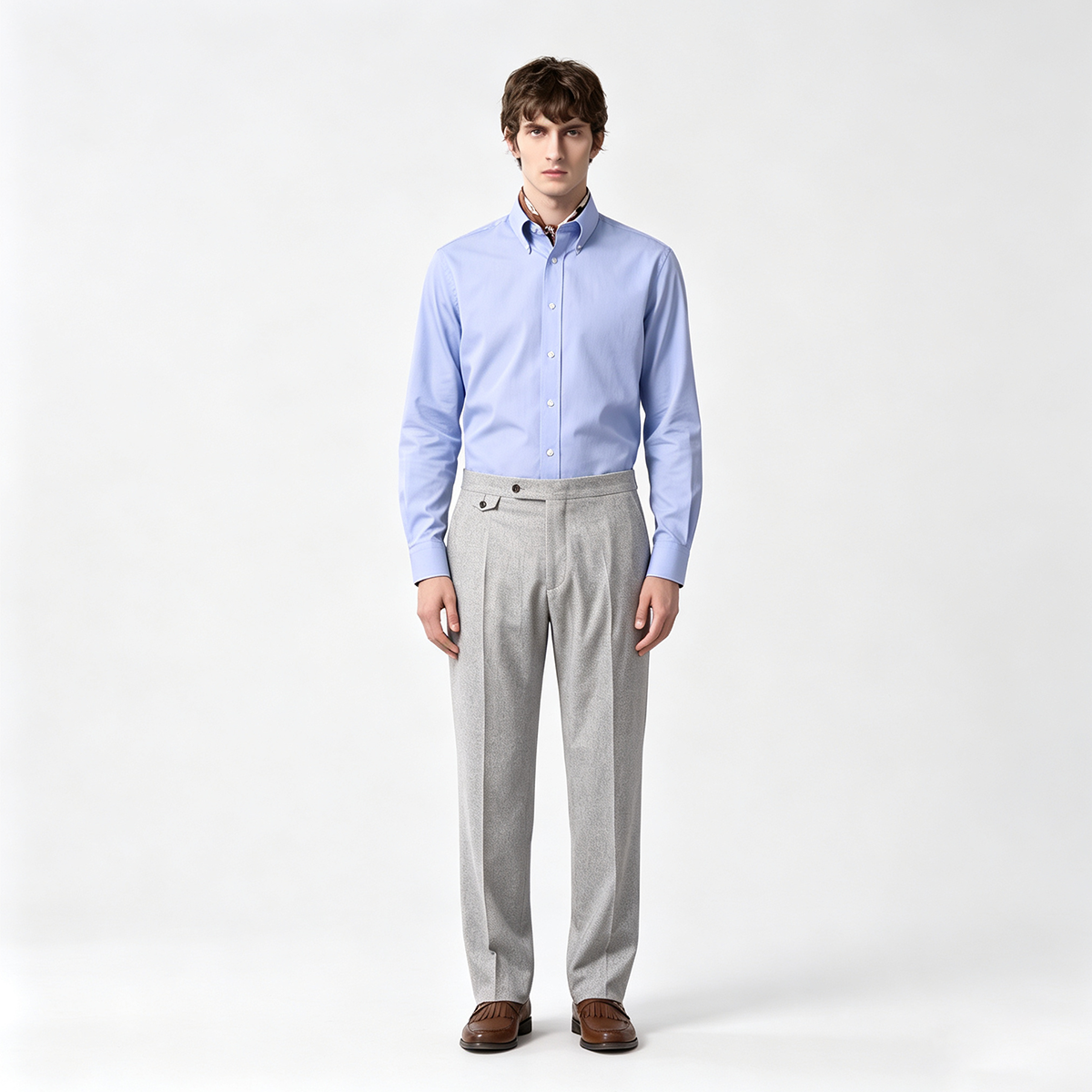 Light Blue Cotton Non‑Iron 6‑Button Point Collar Shirt