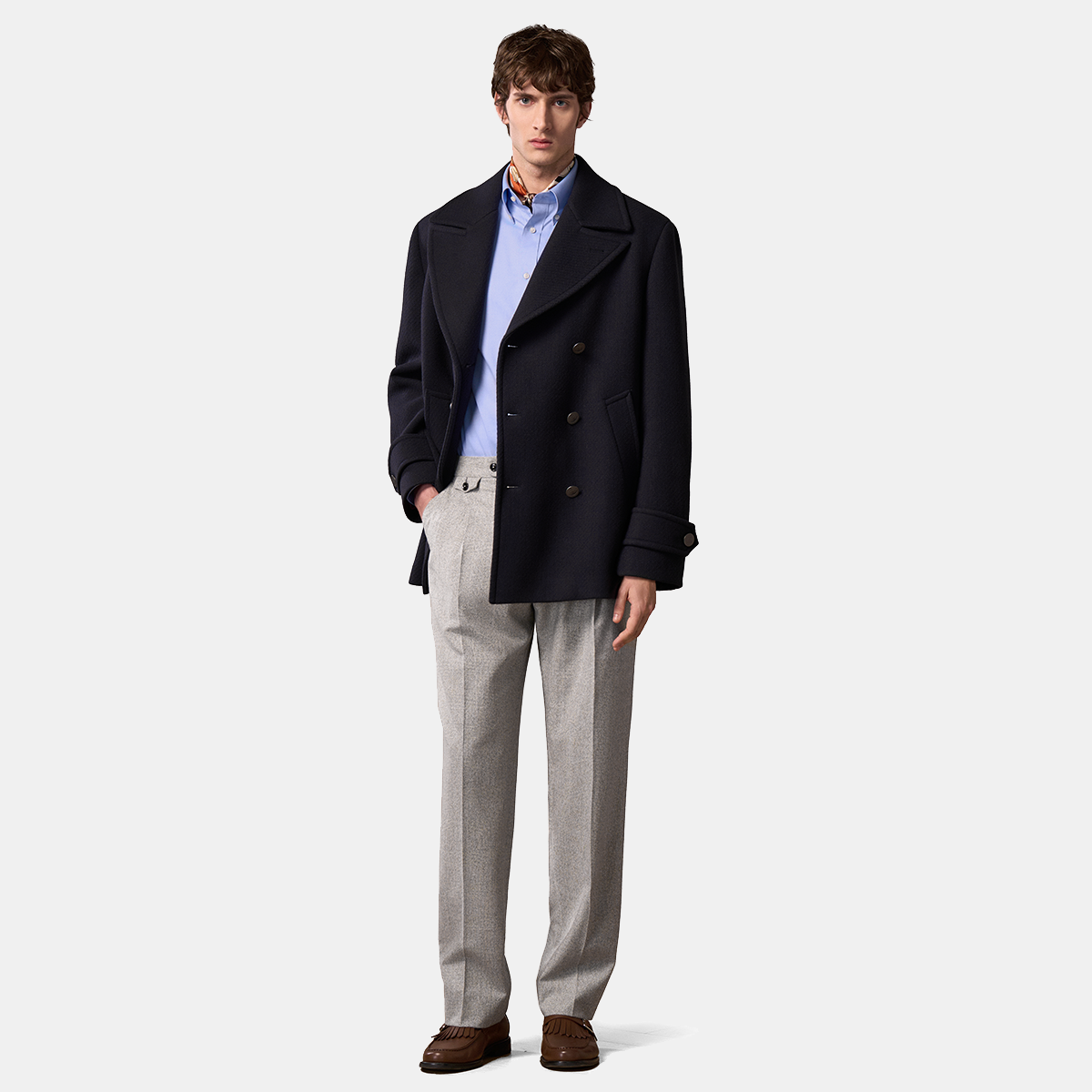 Navy Wool‑Polyester‑Modacrylic 6x3 Double‑Breasted Fused Blazer