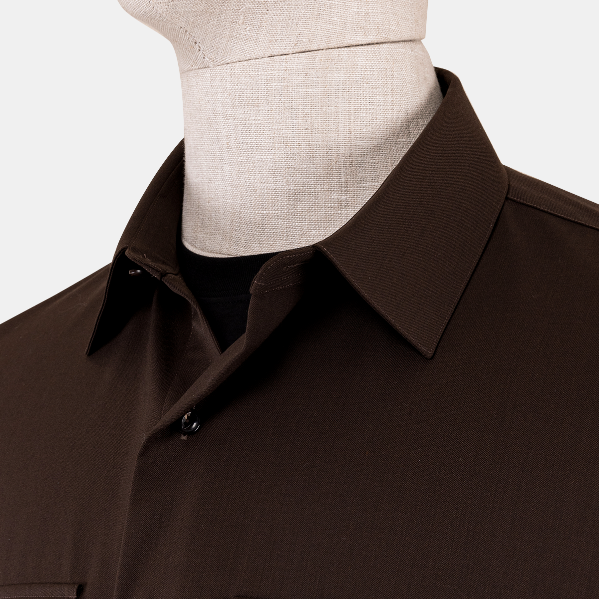 Dark Brown 5‑Button 7cm Point Collar Shirt