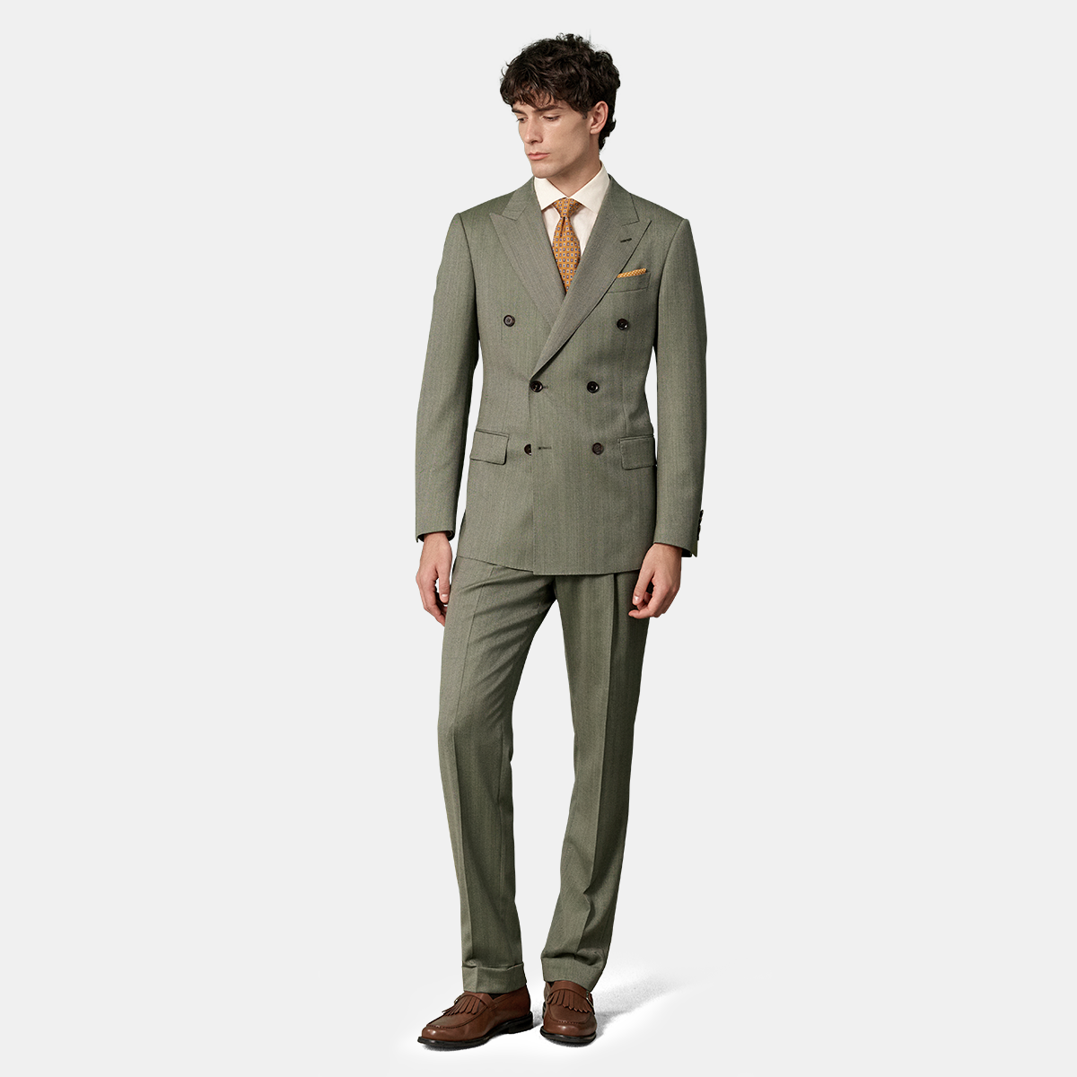 Grey VBC Virgin‑Wool Peak Lapel Two‑Piece Suit