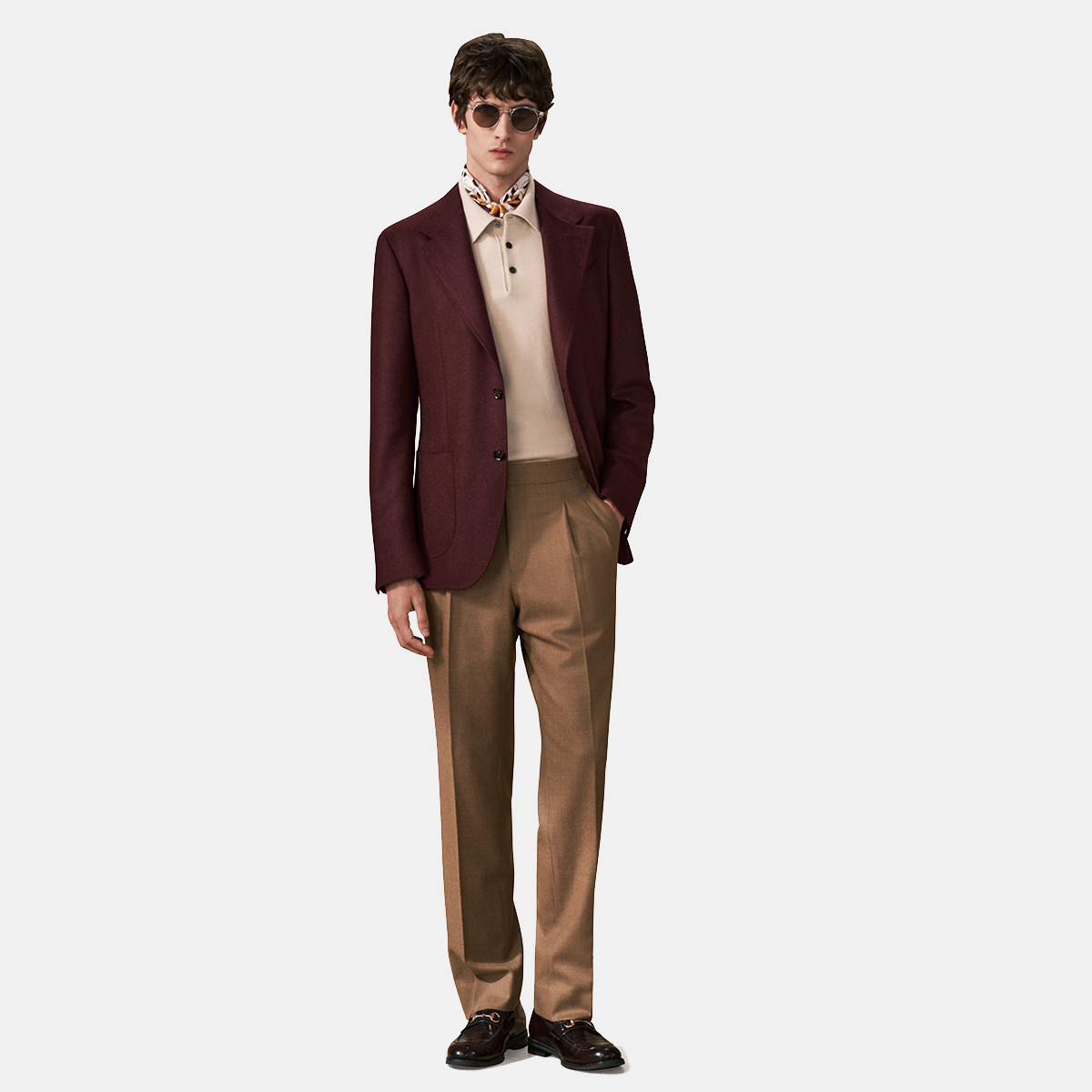 Burgundy Wool‑Worsted Silk Half‑Canvas Single‑Breasted Blazer