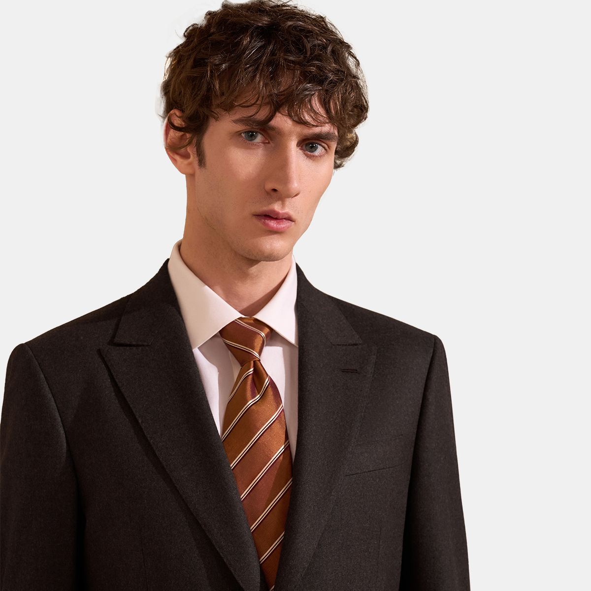 Dark Brown Single‑Breasted Wool Blazer