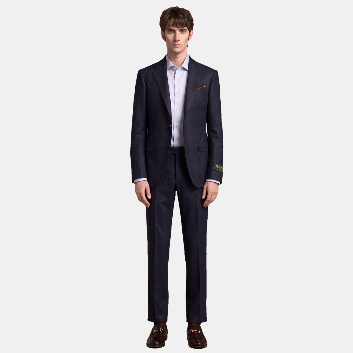 Navy Wool-Worsted Silk Single-Breasted Two‑Piece Suit