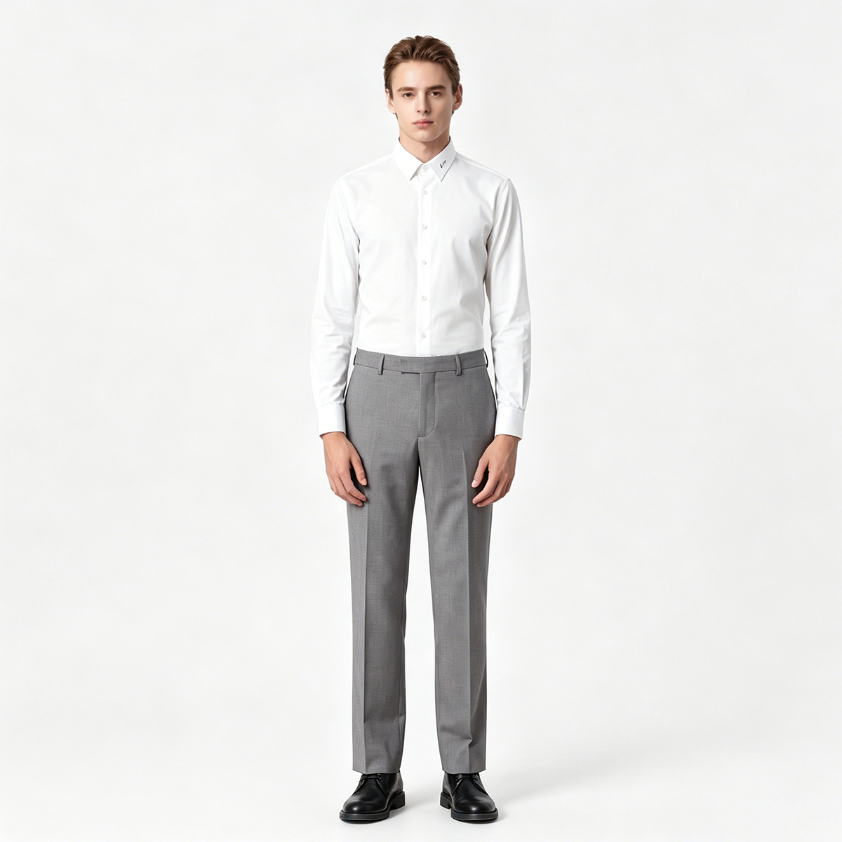 White Triple‑Protection DR Point‑Collar Wedding Men's Shirt