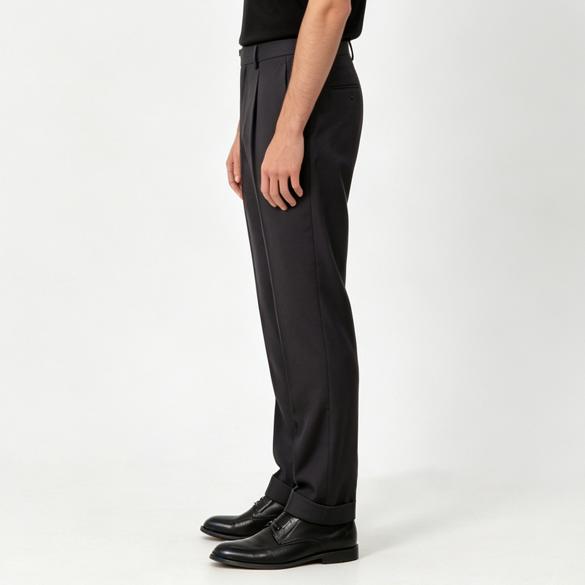 Black Low‑Gorge Peak‑Lapel Pure‑Wool Formal Business Two‑Piece Suit