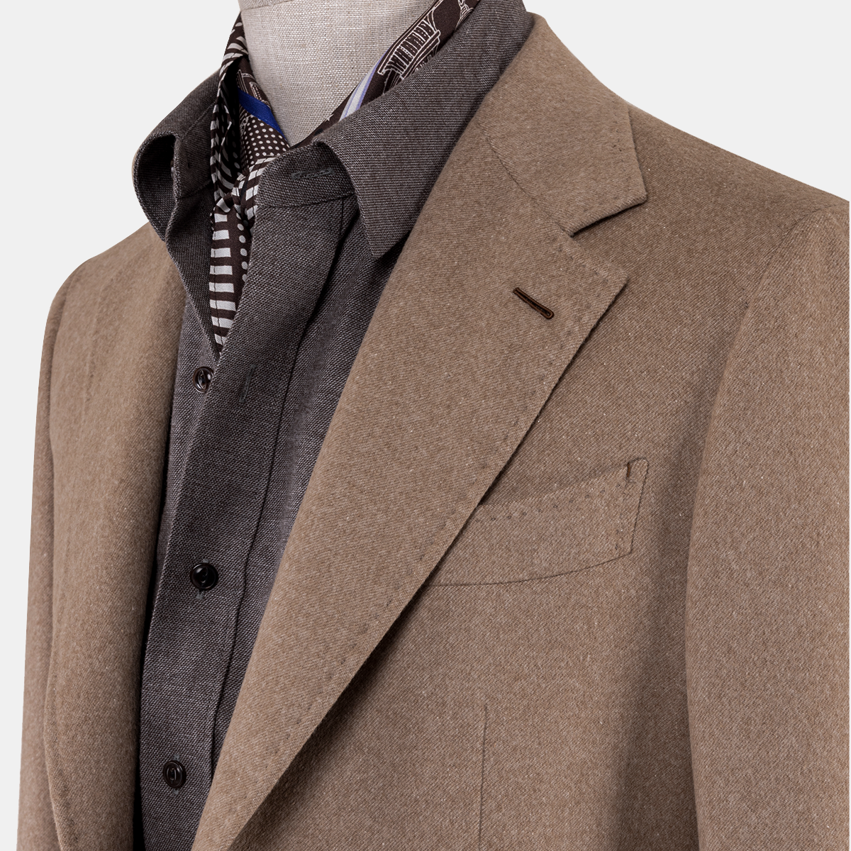 Light Camel Wool‑Silk Half‑Canvas Single‑Breasted Blazer