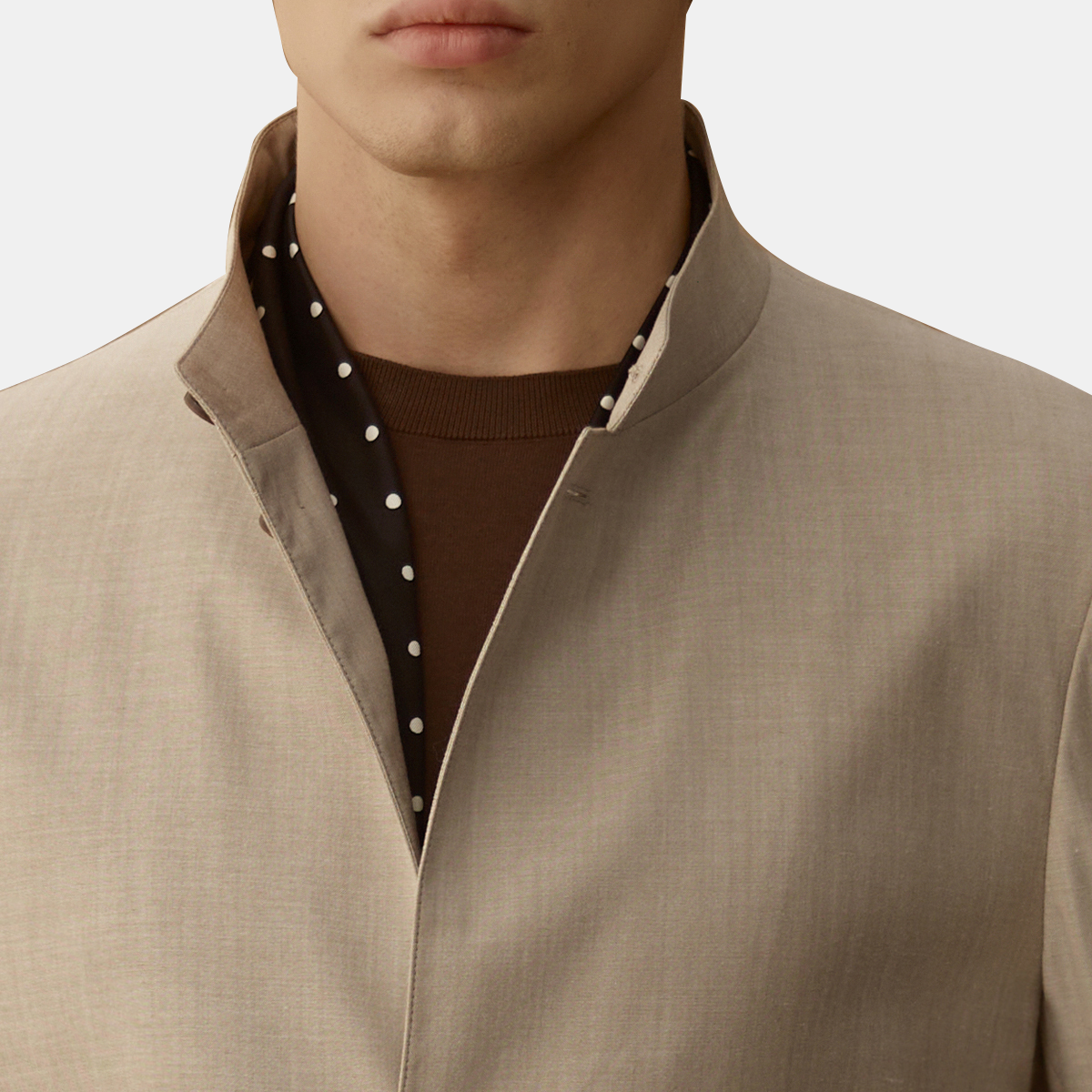 Lightweight Wool Blend Stretch Modern Fit Chinese Style Blazer