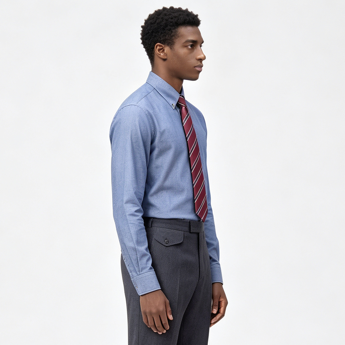 6‑Button Curved Open Collar Shirt