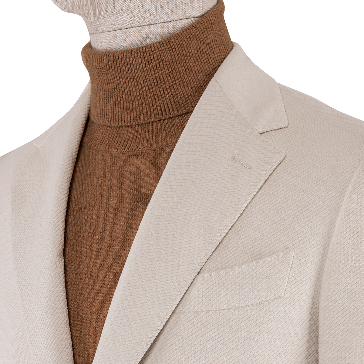 White Polyester Ultra‑Thin Half‑Canvas Single‑Breasted Blazer