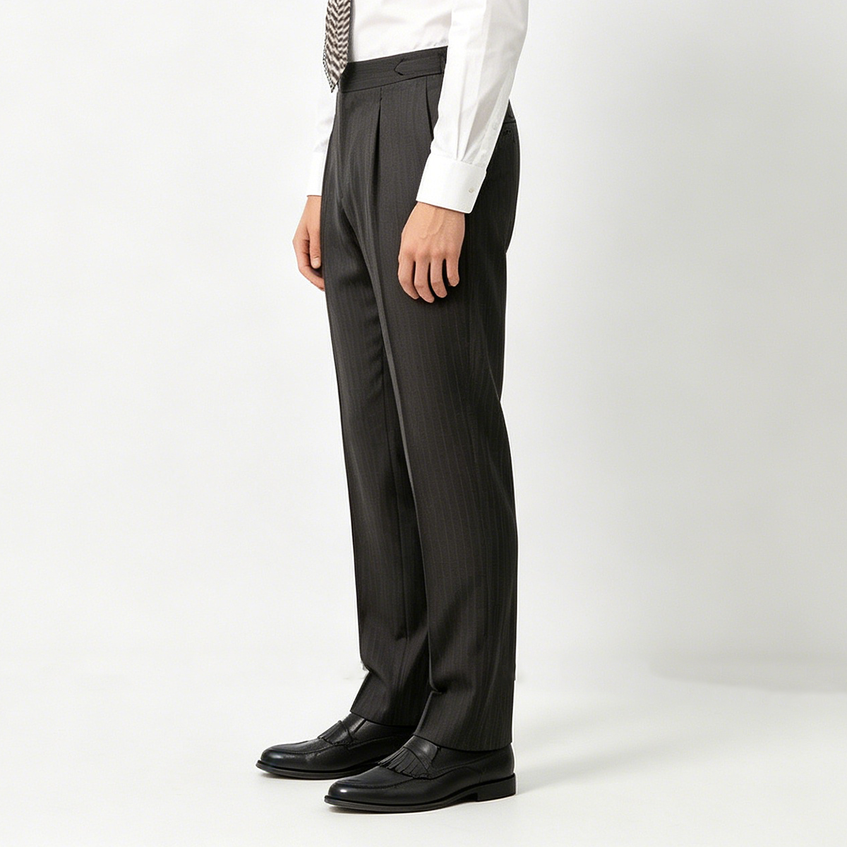 Black  Wrinkle Resistant Pure Wool Hidden Stripe Two‑Piece Suit