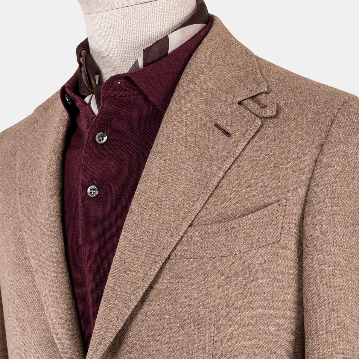 Brown Wool‑Blend Half‑Canvas Single‑Breasted Blazer