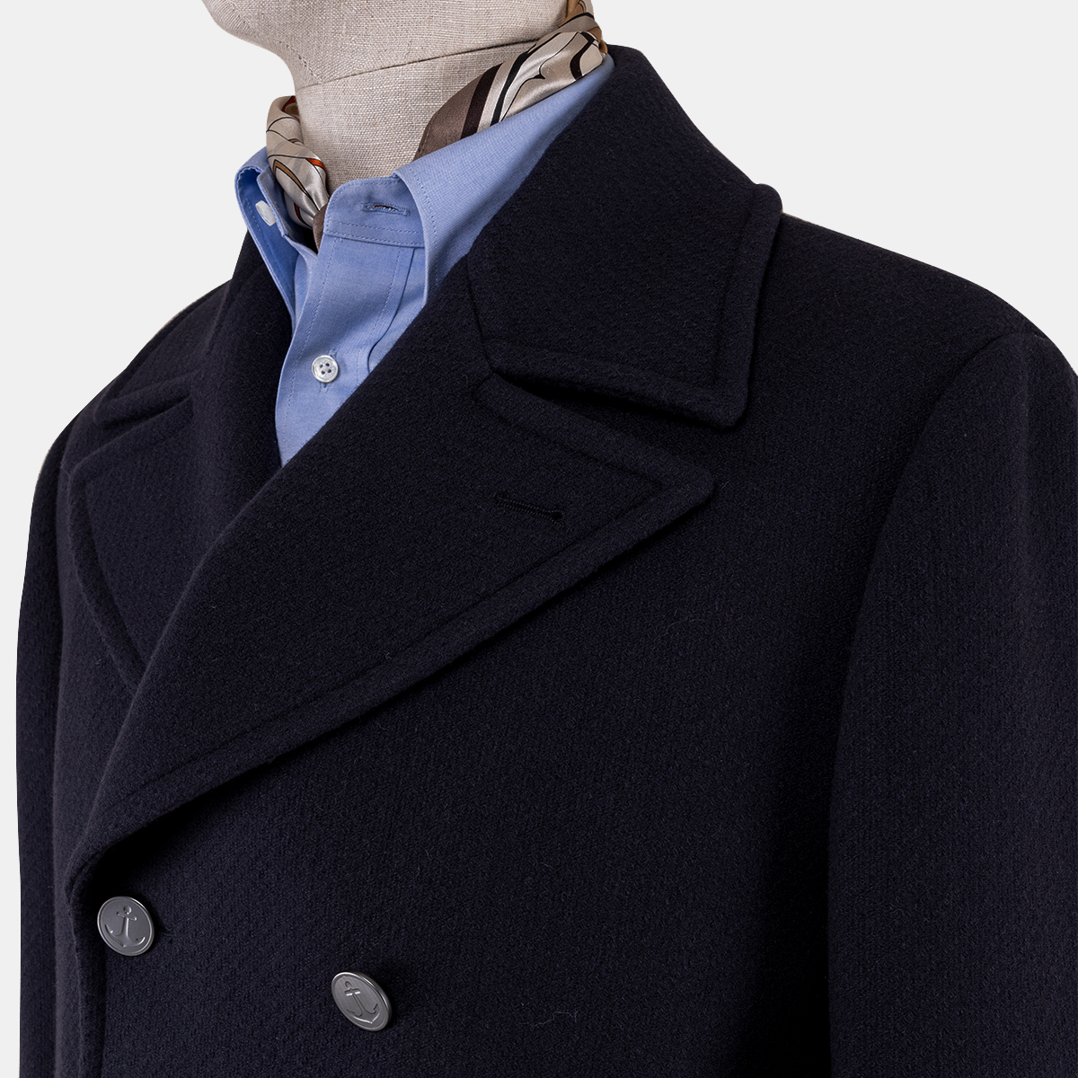 Navy Wool‑Polyester‑Modacrylic 6x3 Double‑Breasted Fused Blazer