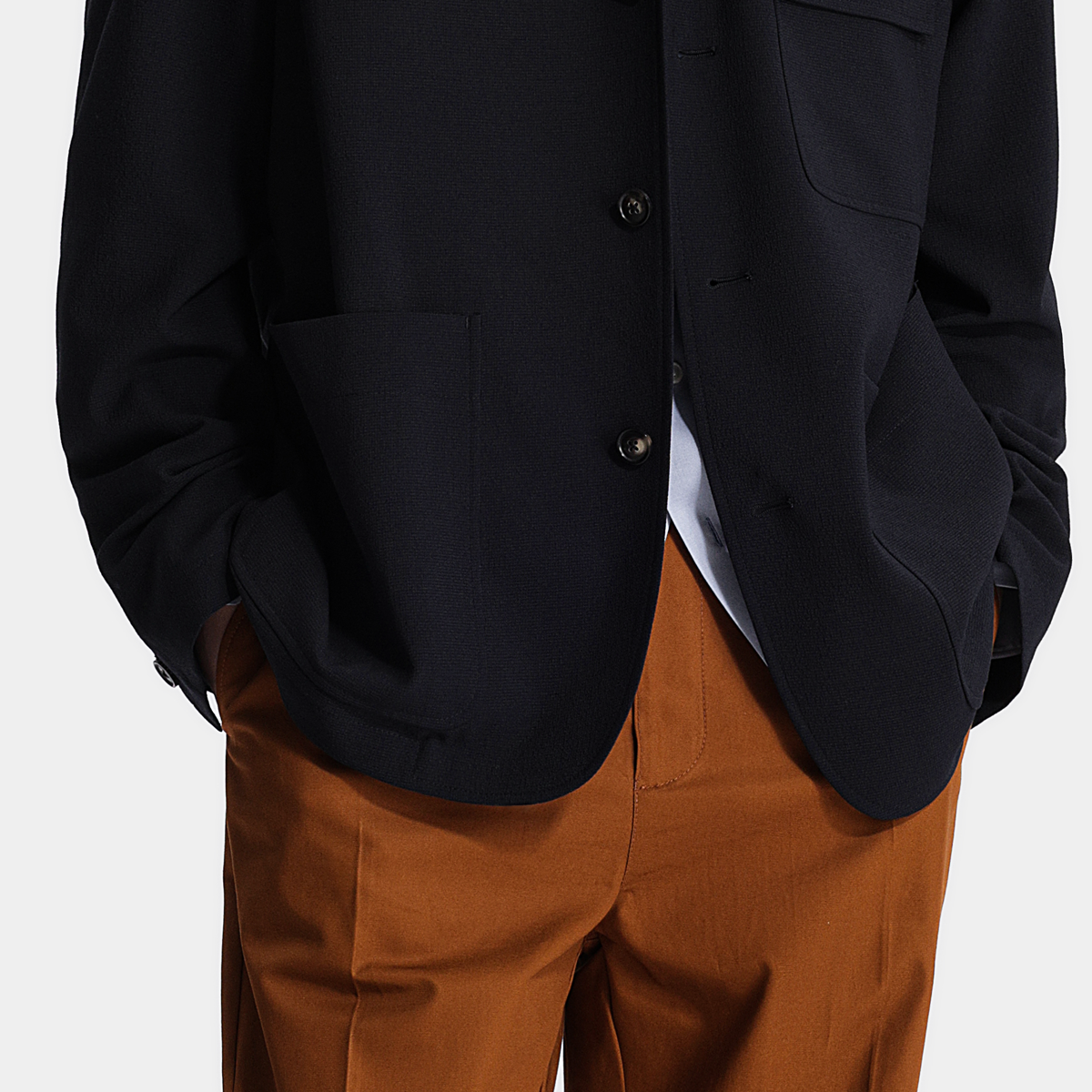 Navy Polyester‑Blend Fused Italian‑Casual jacket