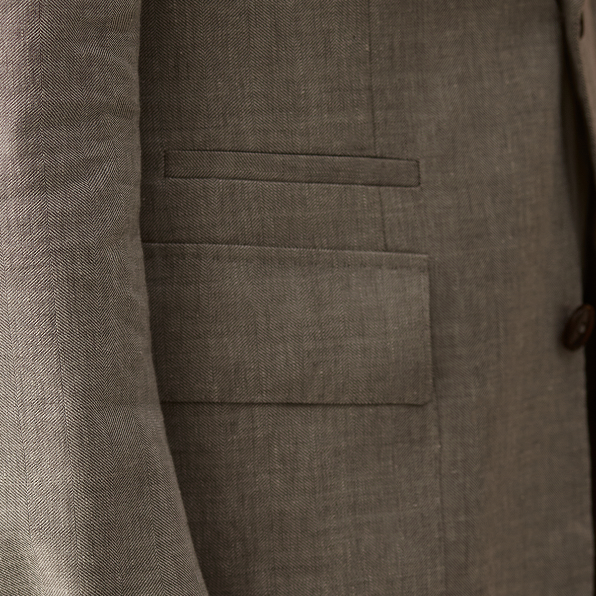 Grey Linen Wool Blend Slim Fit Single Breasted Blazer