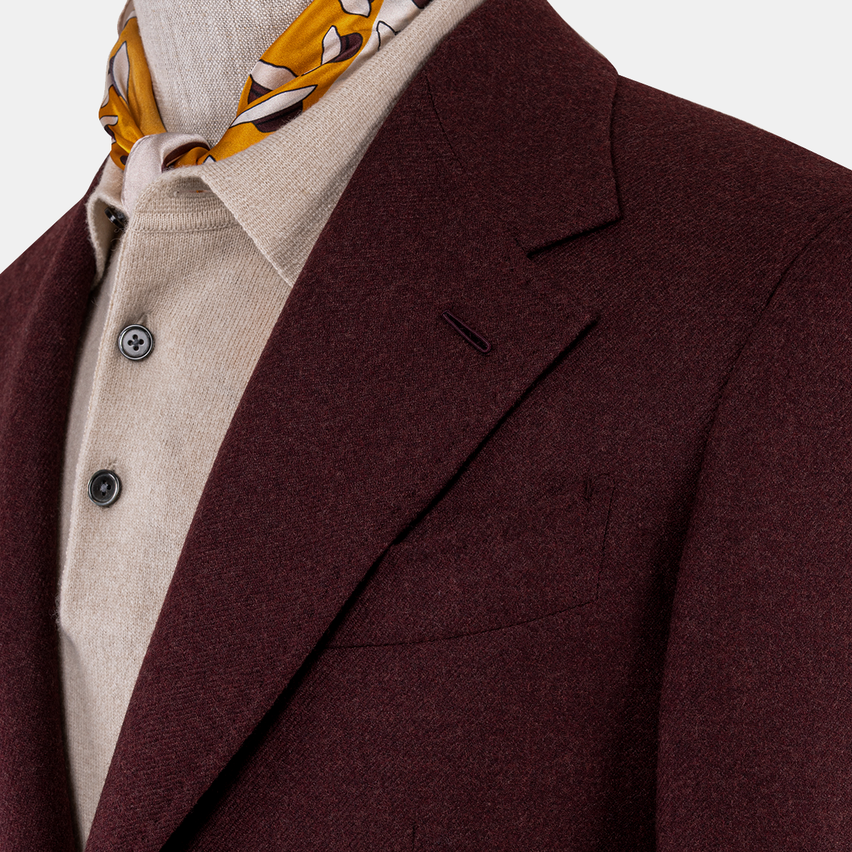 Burgundy Wool‑Worsted Silk Half‑Canvas Single‑Breasted Blazer