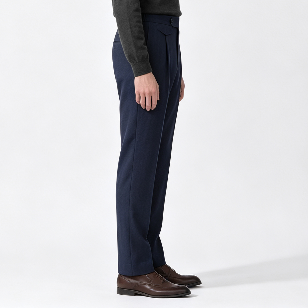 Navy Wool‑Polyester‑Elastane Double‑Breasted Two‑Piece Suit