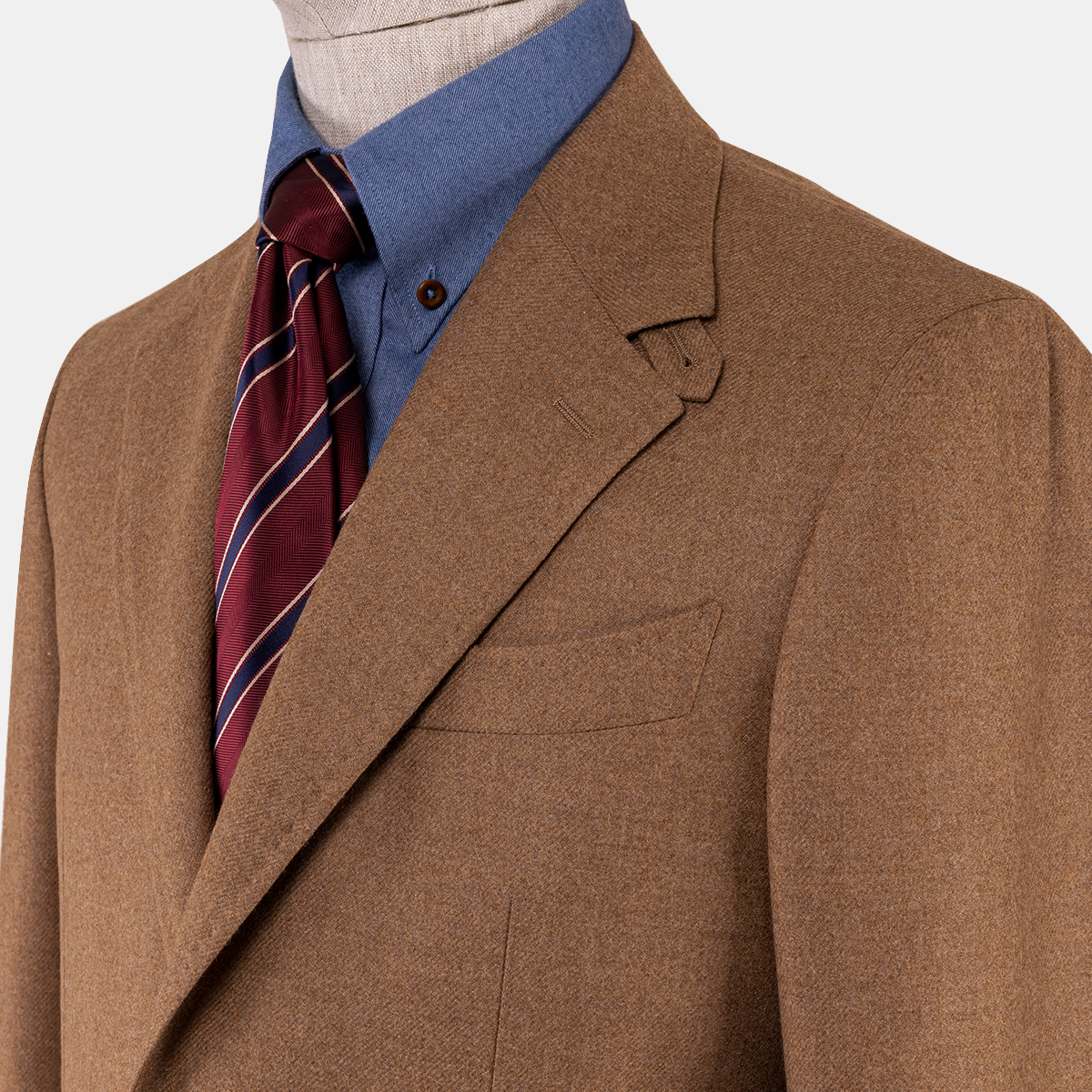 Brown Wool‑Wool‑Silk Half‑Canvas Single‑Breasted Blazer