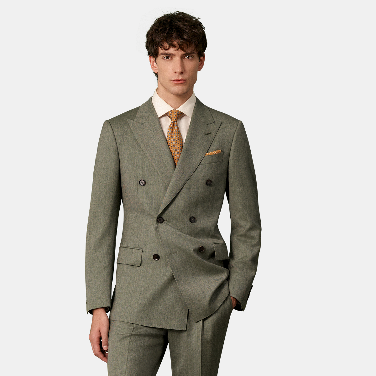 Grey VBC Virgin‑Wool Peak Lapel Two‑Piece Suit