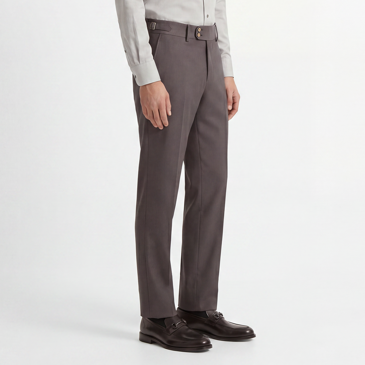 Grey Wool‑Polyester‑Blend Half‑Canvas Two‑Piece Suit