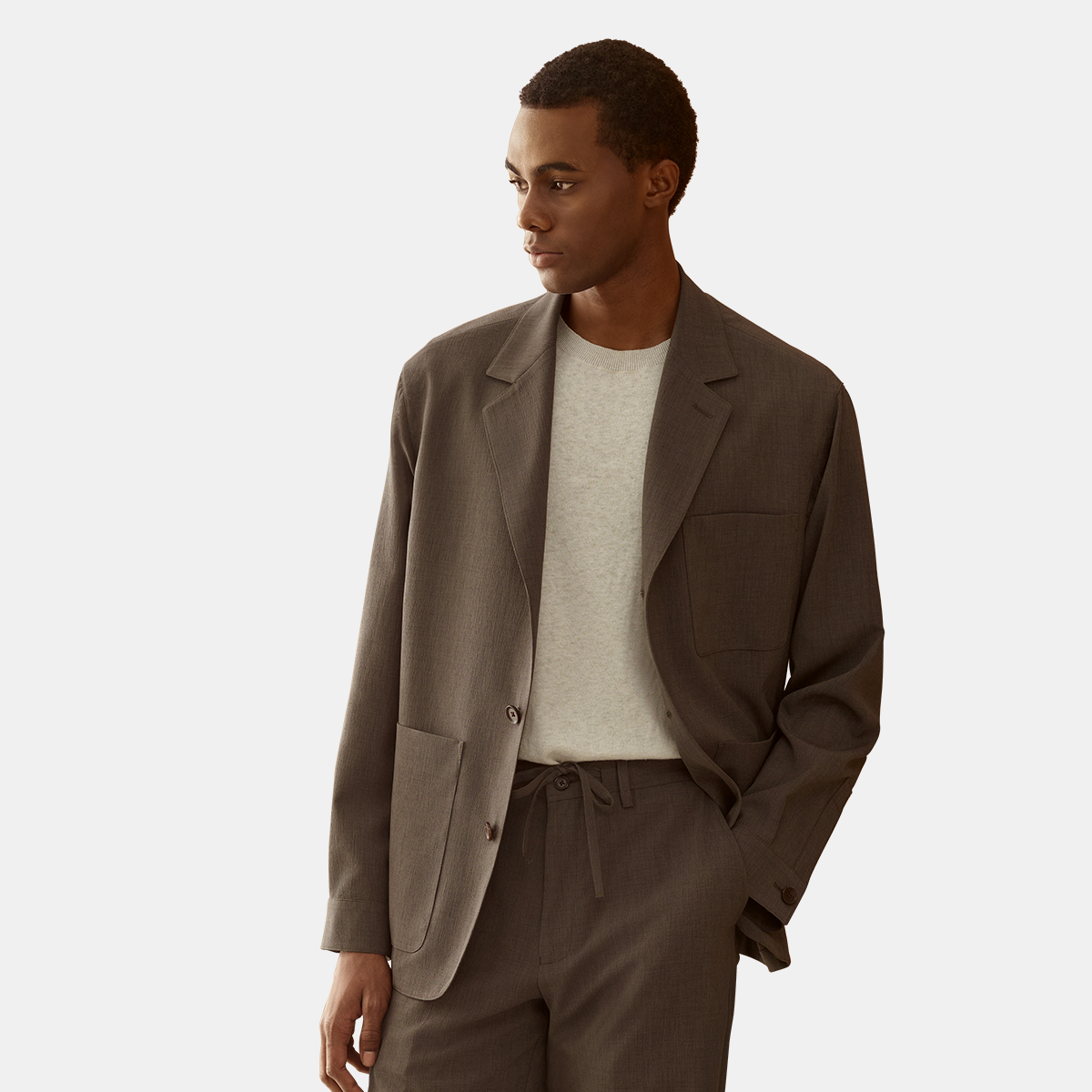 Green Polyester Travel Casual Two‑Piece Suit