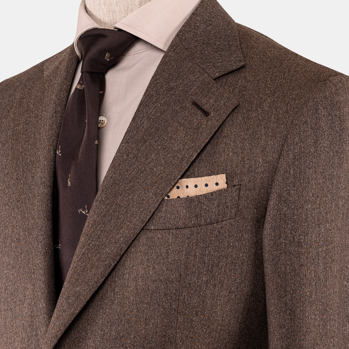 Dark Taupe Striped Stretch Wool‑Blend Single‑Breasted Two‑Piece Suit
