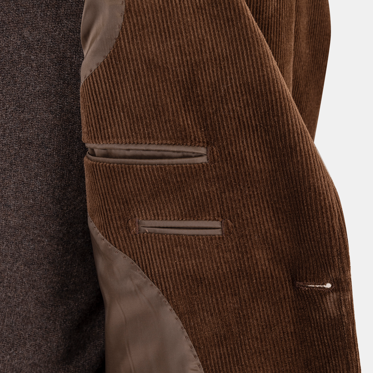 Tan Cotton‑Elastane Fused Single‑Breasted Two‑Piece Suit