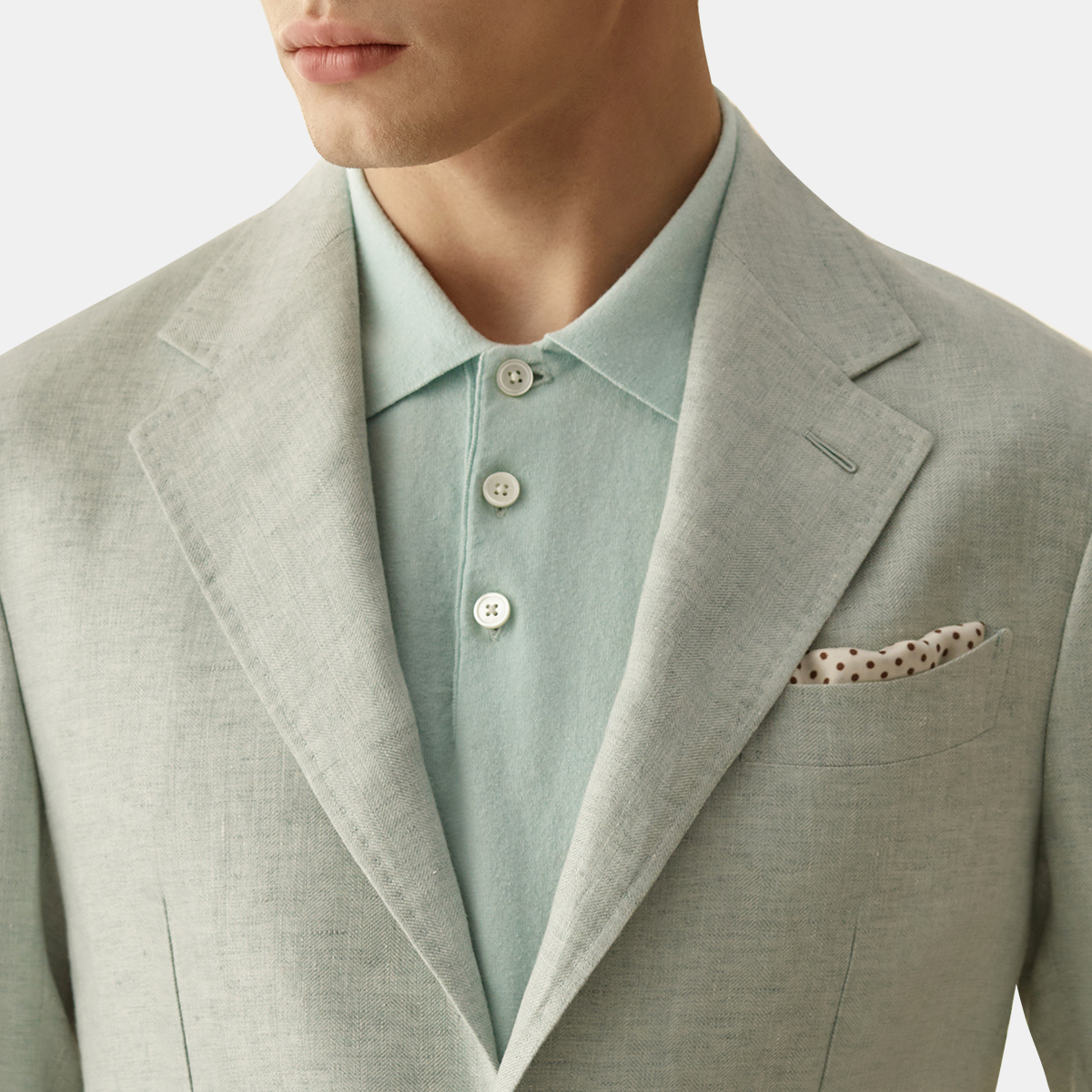 Mint green Pure‑Linen Single Breasted Blazer