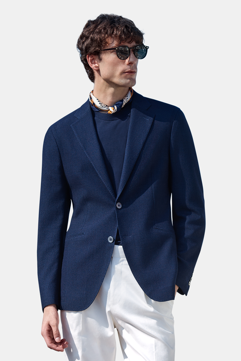Navy Hidden Placket Blazer