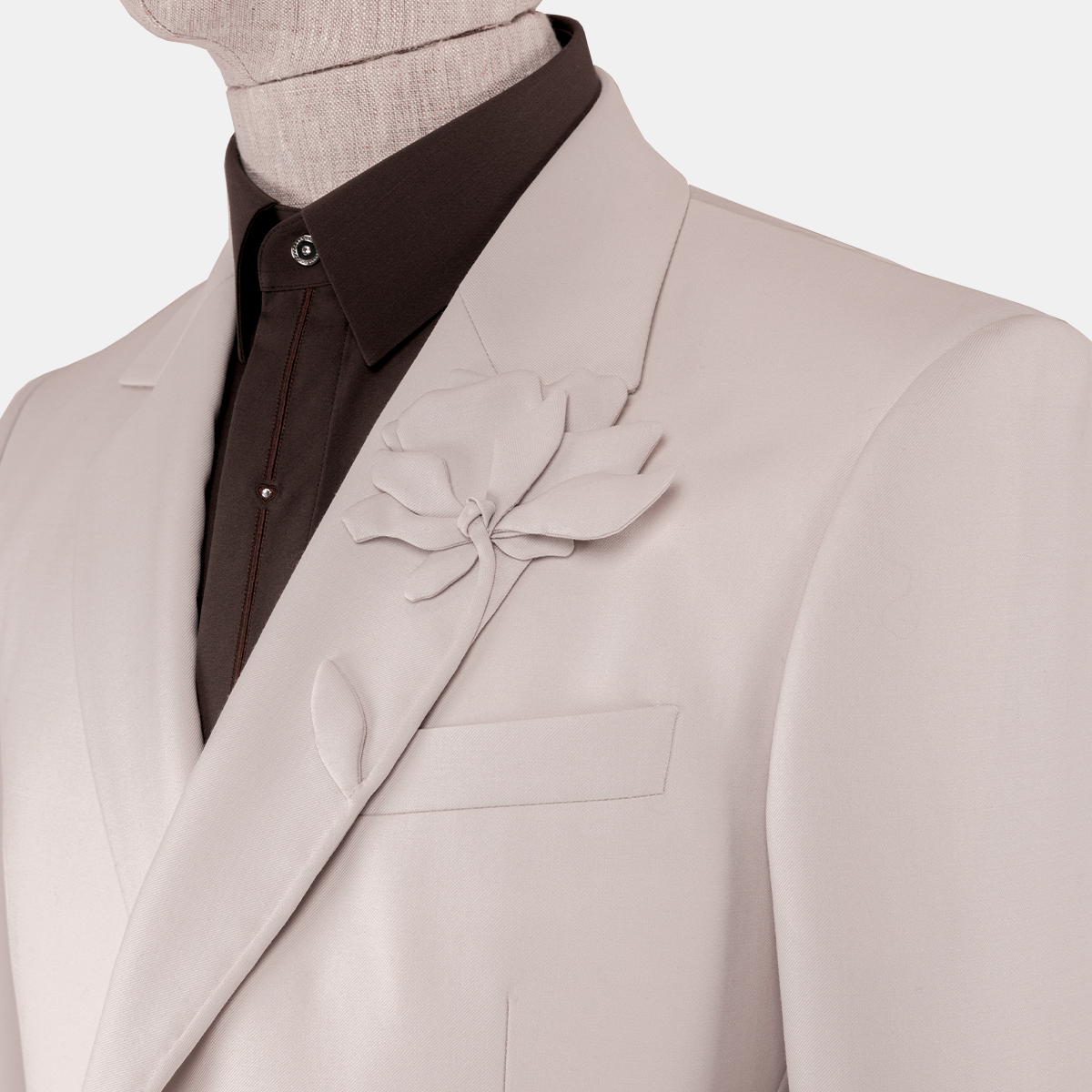 Gray Wool‑Polyester Half‑Canvas Double‑Breasted Two‑Piece Suit