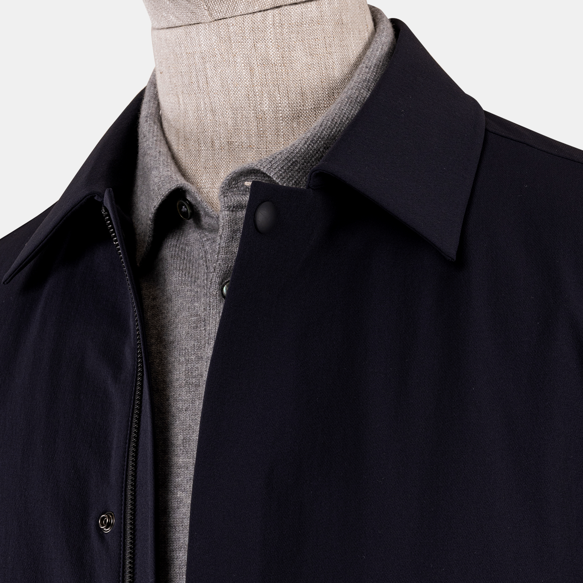 Navy PA‑Elastane Two‑Piece Trench Coat