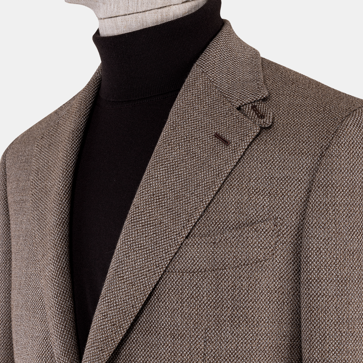 Light Brown Wool Half‑Canvas Single‑Breasted Blazer