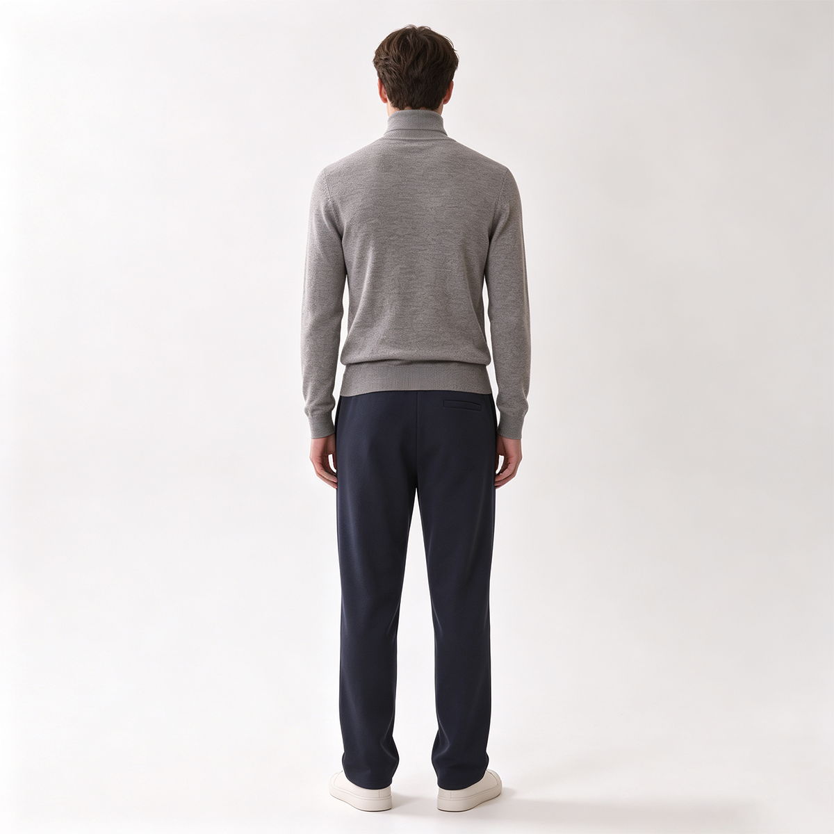 Navy Stand‑Collar with Exposed‑Teeth Center Zip Two-Piece Suit