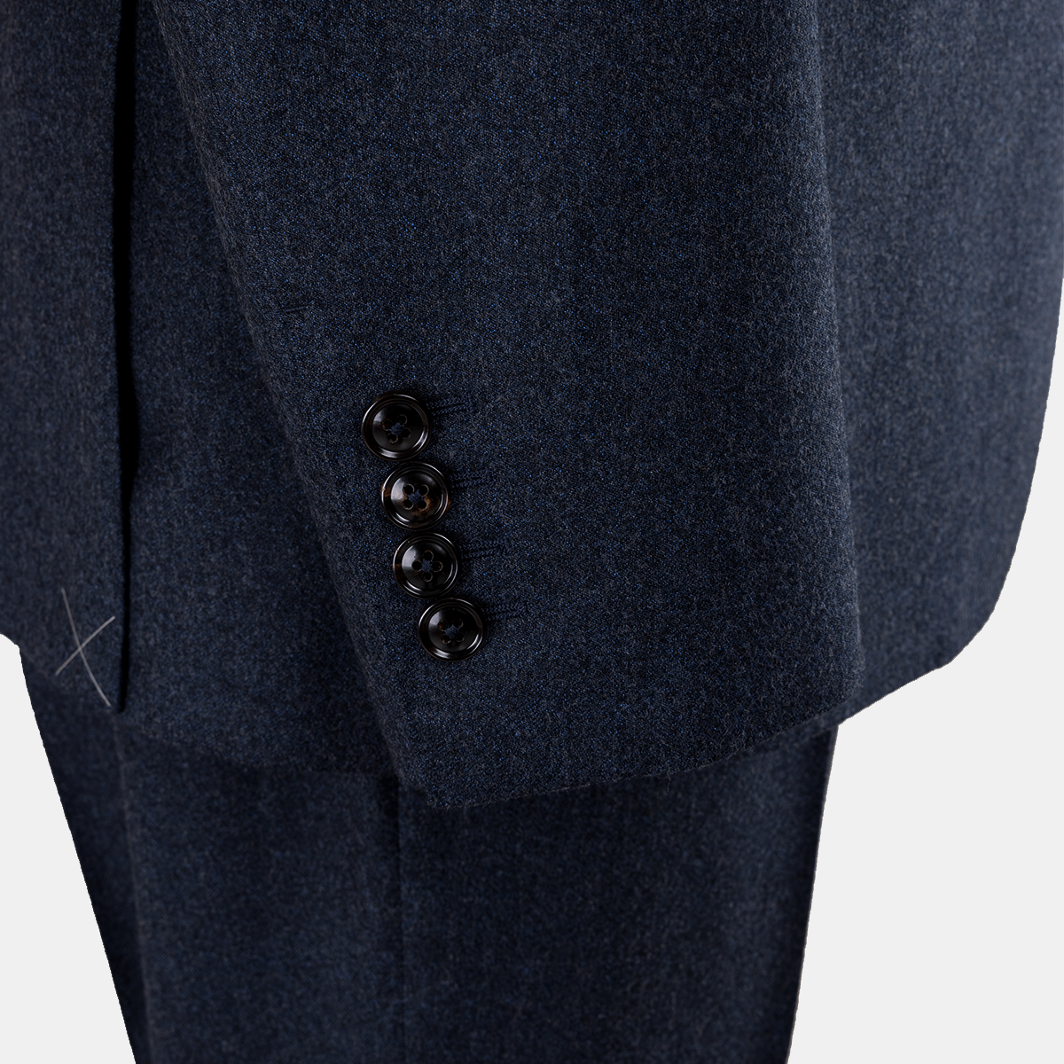 Navy Wool Half‑Canvas Single‑Breasted Two‑Piece Suit