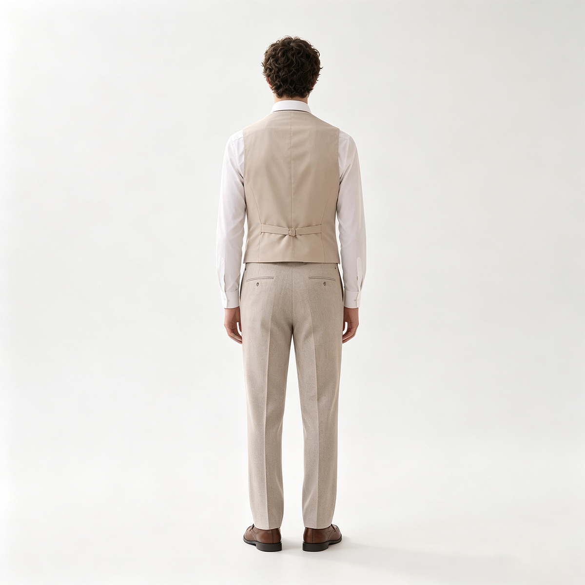Light Camel Wool Ultra‑Thin Half‑Canvas Double‑Breasted Two‑Piece Suit