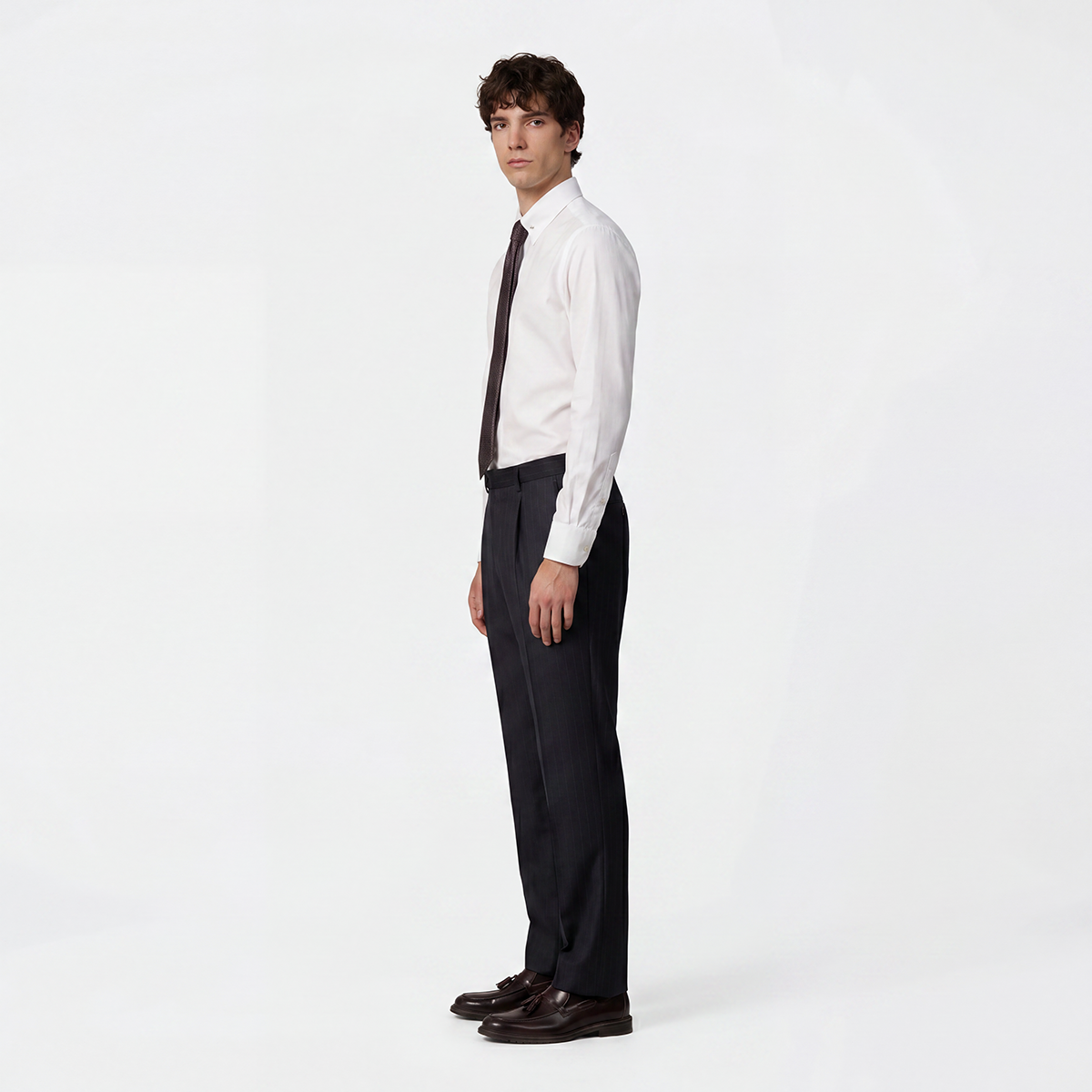 White Launder‑Finish Tab‑Cotton Men's Shirt