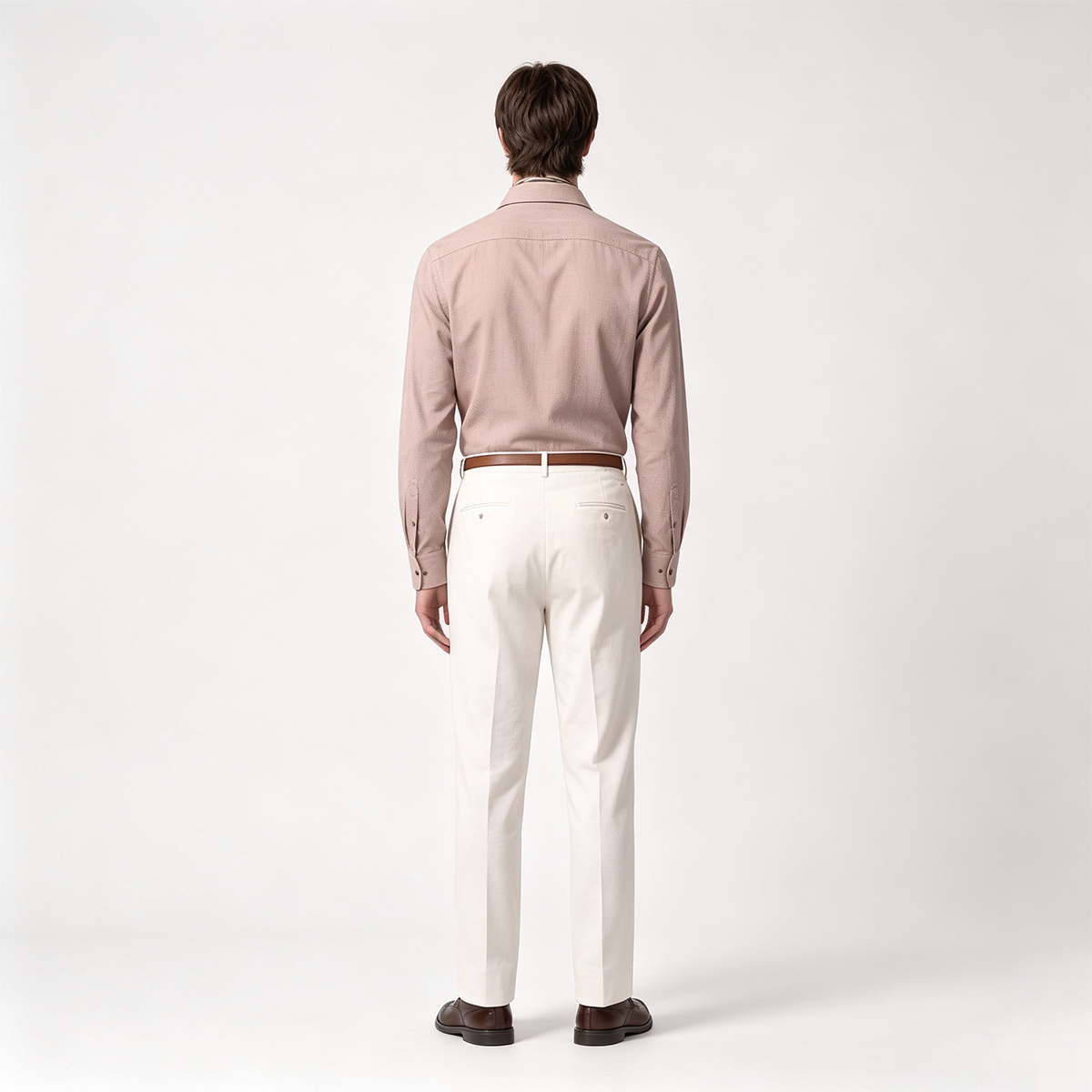 Light Brown Cotton 6‑Button Spread Collar Shirt