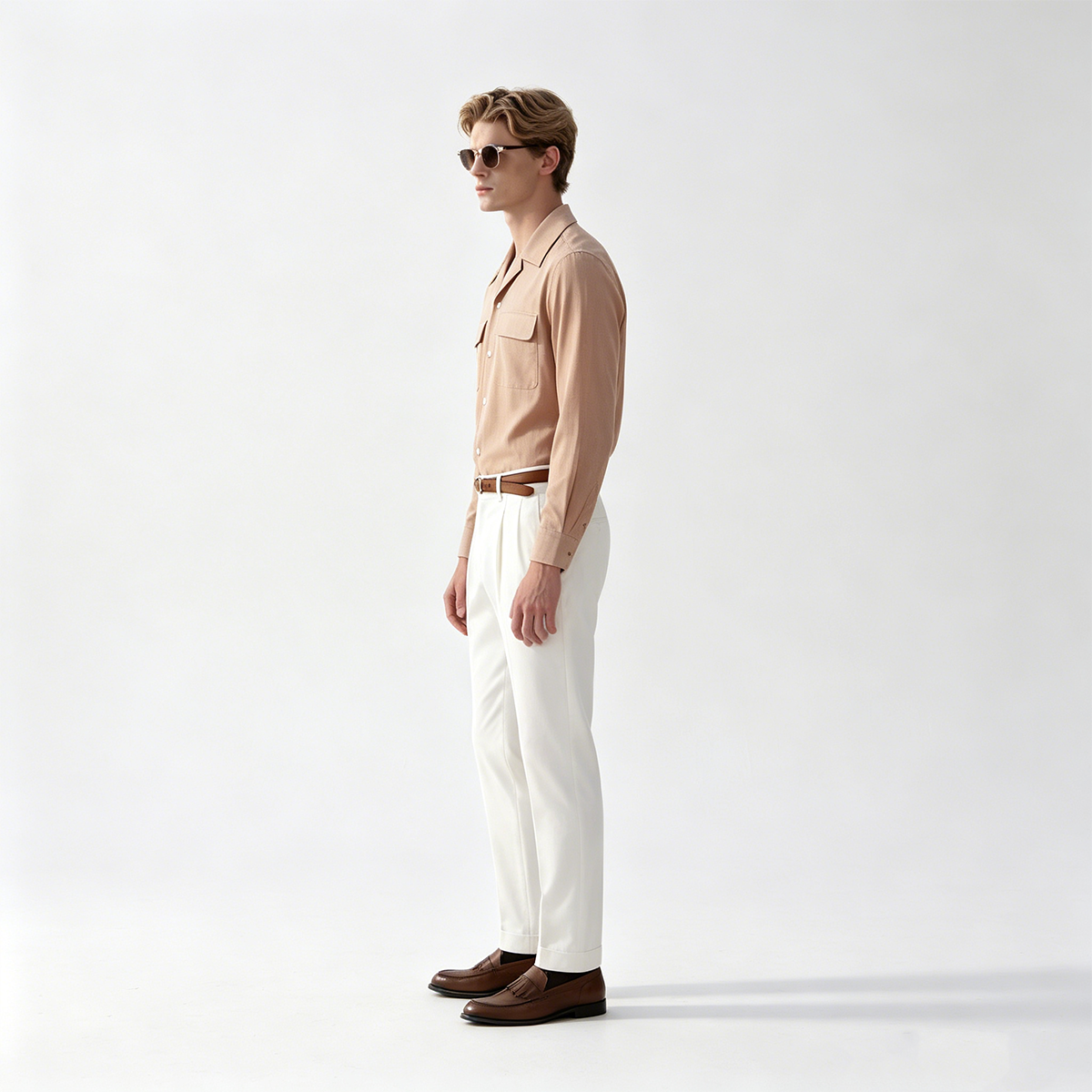Red Wool‑Viscose Printed Cuban‑Collar Italian Shirt