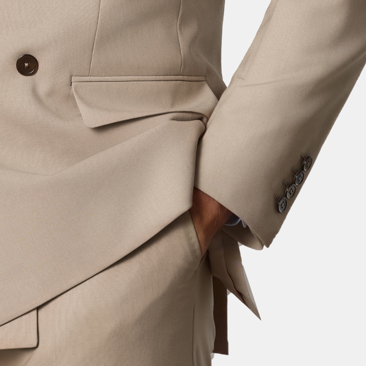 Brown Cool‑Series Twisted Pure‑Wool Fused Wedding Two‑Piece Suit